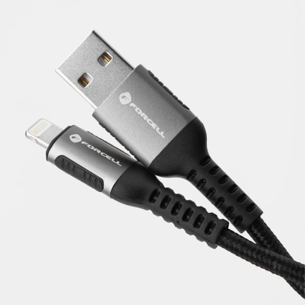 FORCELL F-ENERGY Câble nylon tressé USB-A vers Lightning 2,4A 12W 2m
