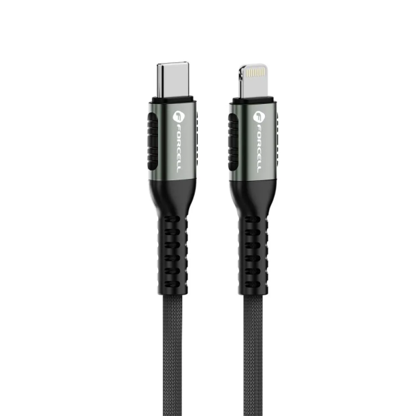 FORCELL F-ENERGY Câble nylon tressé USB-C vers Lightning 3A 27W 1,2m