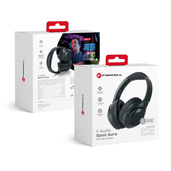FORCELL F- Audio Casque bluetooth Sonic Aura noir avec réduction de bruit ANC