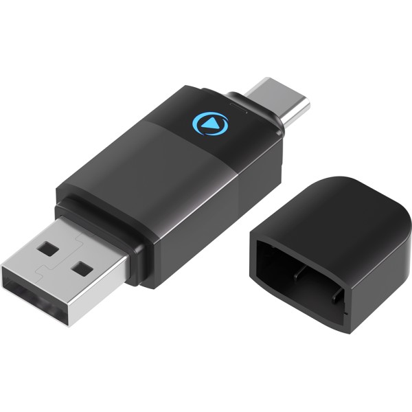 FORCE Adaptateur sans fil USB A/C vers CarPlay / Android Auto Noir + Garantie à vie