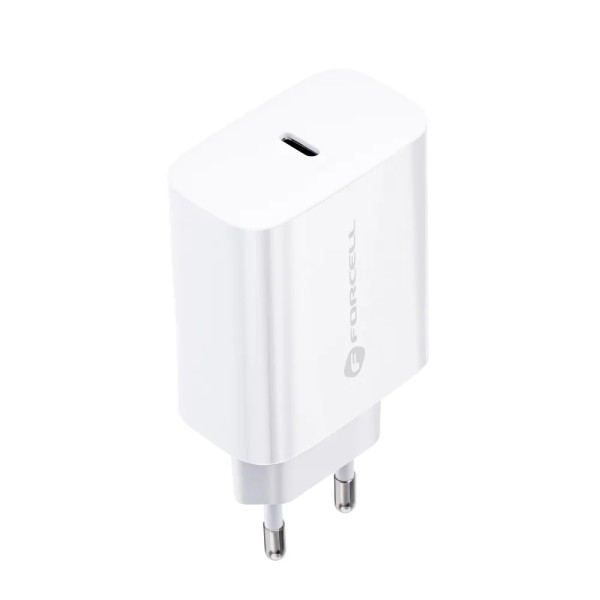 FORCELL Chargeur secteur avec câble USB type C et câble type C - 3A 25W avec fonction de charge PD et QC 4.0