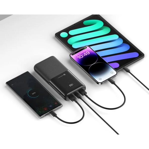 FORCELL F-ENERGY Batterie externe Noire 3A 20W 20000 mAh USB-C USB-A