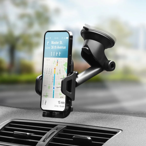 FORCELL Support de téléphone en carbone pour voiture pare-brise avec bras réglable