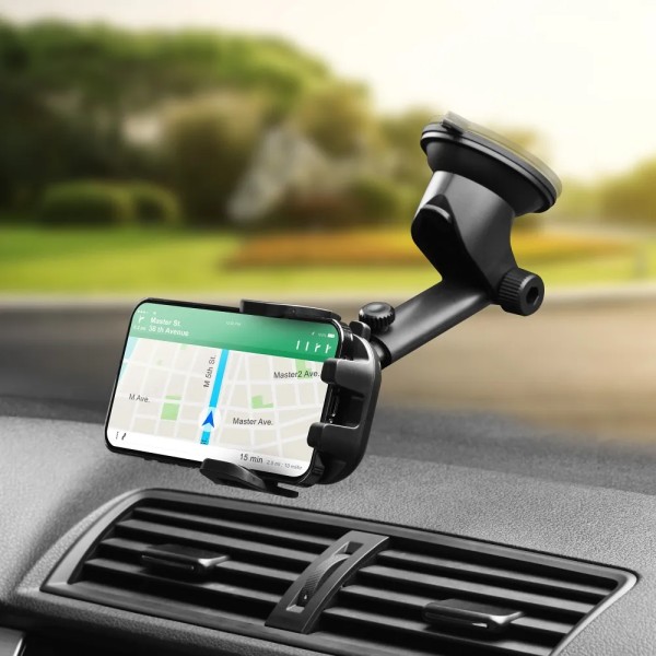 FORCELL Support de téléphone en carbone pour voiture pare-brise avec bras réglable