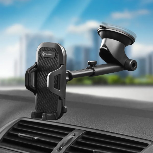FORCELL Support de téléphone en carbone pour voiture pare-brise avec bras réglable