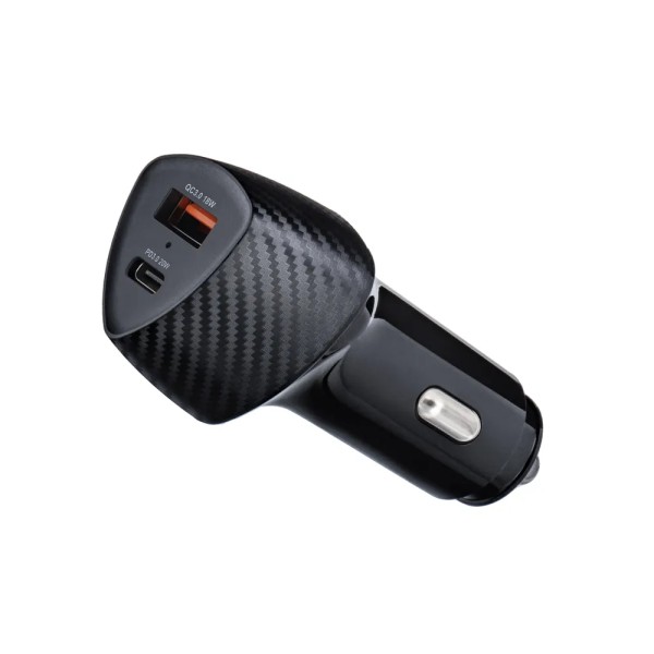 FORCELL F-ENERGY Chargeur adaptateur rapide carbone pour voiture USB-C20W + USB-A 18W 5A