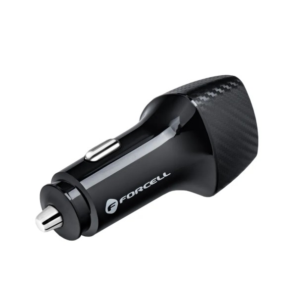 FORCELL F-ENERGY Chargeur adaptateur rapide carbone pour voiture USB-C20W + USB-A 18W 5A