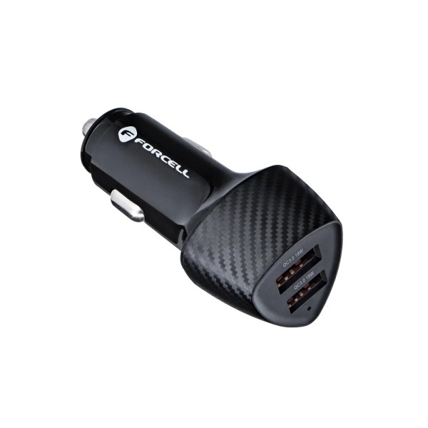FORCELL F-ENERGY Chargeur adaptateur rapide carbone pour voiture 2x USB-A 18W