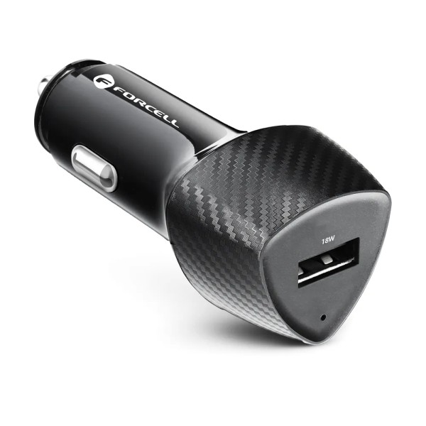 FORCELL F-ENERGY Chargeur adaptateur rapide carbone pour voiture USB-A 3A 18W