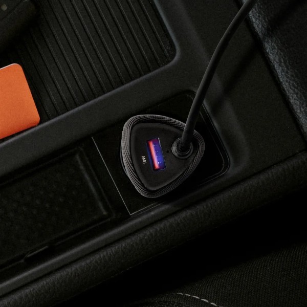 FORCELL F-ENERGY Chargeur adaptateur rapide carbone pour voiture USB-A 18W + câble USB-C 20W 3A