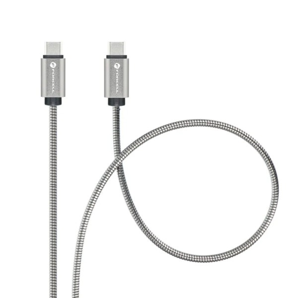 FORCELL F-ENERGY Câble métal charge rapide USB-C vers USB-C 3A 60W 1m