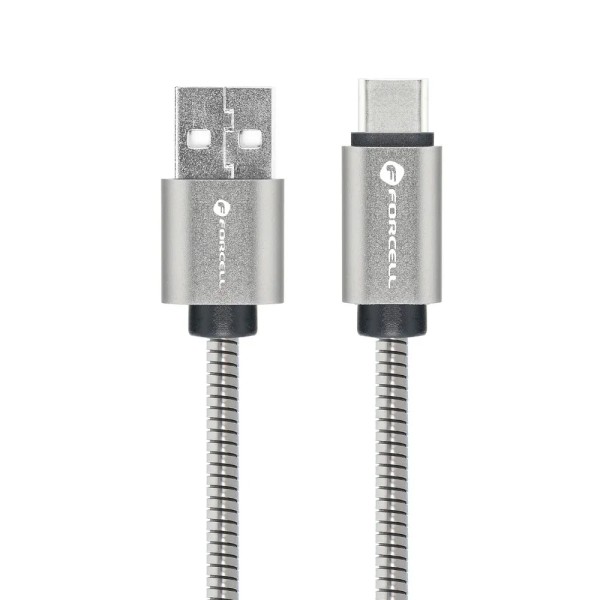 FORCELL F-ENERGY Metal C234 cable USB A to Type C QC3.0 2,4A 12W 1 m silver