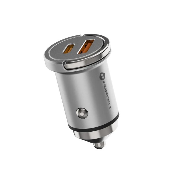 FORCELL F-ENERGY Mini chargeur adaptateur pour voiture USB-C + USB-A 30W