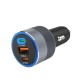 FORCELL F-ENERGY Alu chargeur de voiture 2 x Type C + USB A PD QC4.0 SFC2.0 4.5A 65W gris