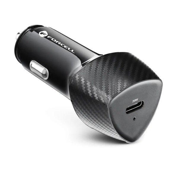 FORCELL CARBON chargeur de voiture Type C 3.0 PD20W + câble pour Apple Lightning 8-pin PD20W