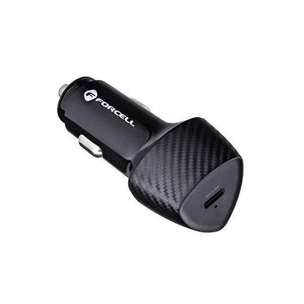 FORCELL CARBON chargeur de voiture Type C 3.0 PD20W + câble pour Apple Lightning 8-pin PD20W