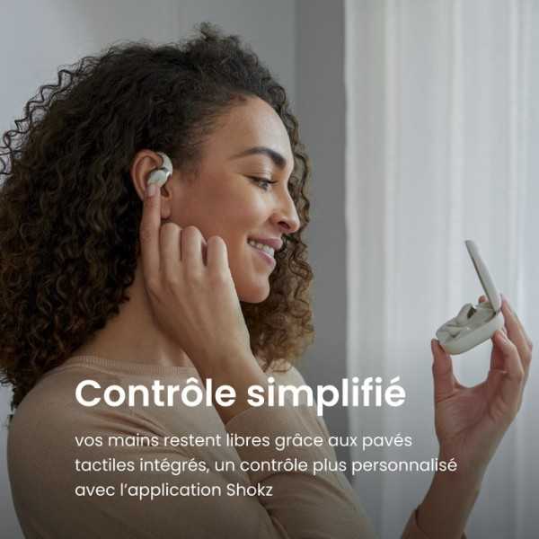 SHOKZ OpenFit Beige - Ecouteurs bluetooth TWS à conduction osseuse