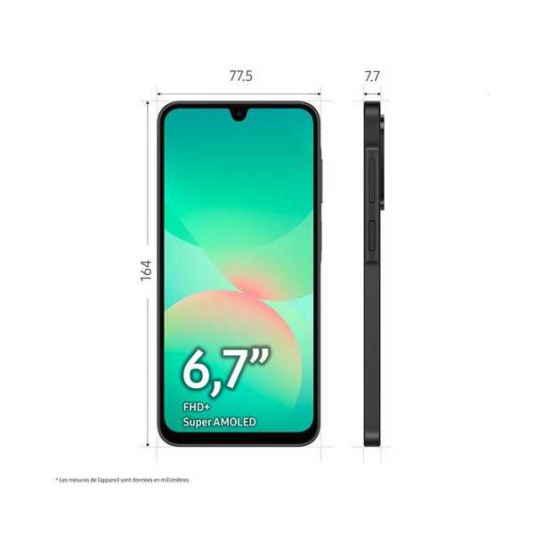 Dimensions du SAMSUNG Galaxy A26 5G Noir - Neuf