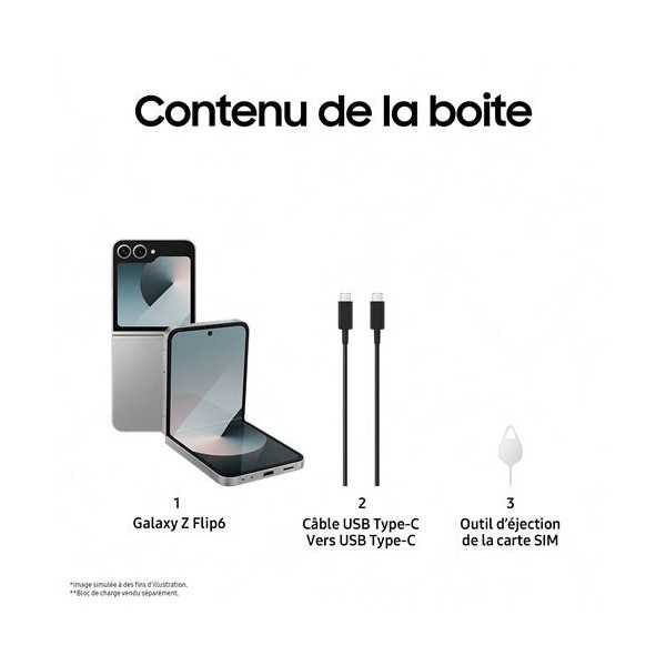 Contenu de la boîte du SAMSUNG Galaxy Z Flip 6 Gris - Neuf