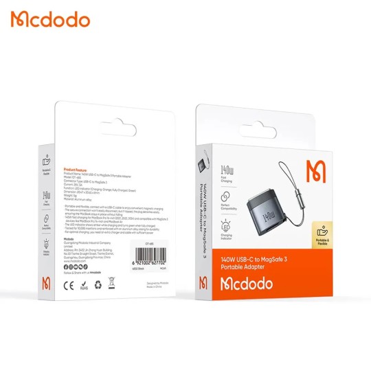 MCDODO Adaptateur OT-6850 Type-C vers Magsafe 3 140W Gris