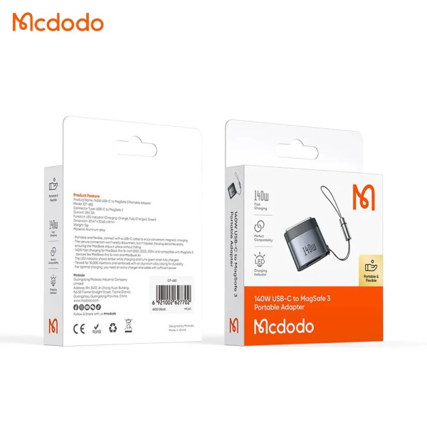 MCDODO Adaptateur OT-6850 Type-C vers Magsafe 3 140W Gris