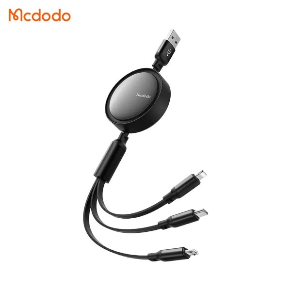 MCDODO Câble Data Multi CA-7256 3 en 1 (USB vers Lightning + Micro + Type-C) 1.2m Noir