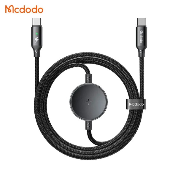 MCDODO Câble de Charge Montre Connectée CA-4170 Type-C vers Type-C 60W + Pad de Charge à Induction Samsung Watch (1.5m) Noir