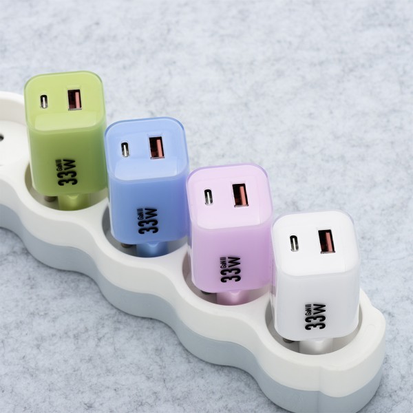 FORCELL F-ENERGY CRYSTAL Chargeur secteur USB-C USB-A GaN3 33W avec câble USB-C vers USB-C