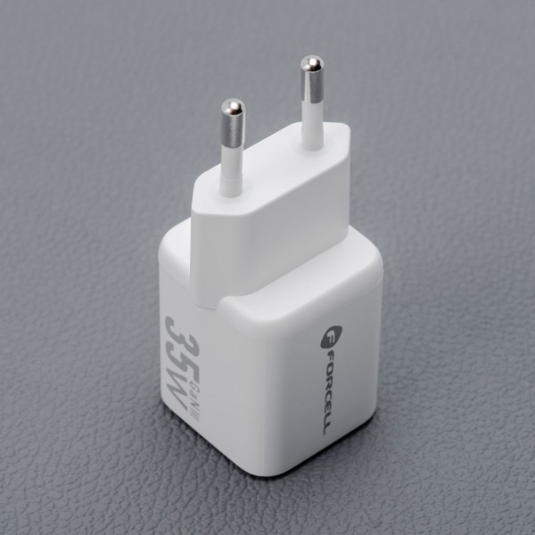 FORCELL F-ENERGY Mini chargeur blanc compacte GaN3 35W USB-C USB-A