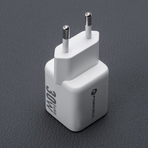 FORCELL F-ENERGY Mini chargeur blanc compacte GaN3 30W USB-C USB-A