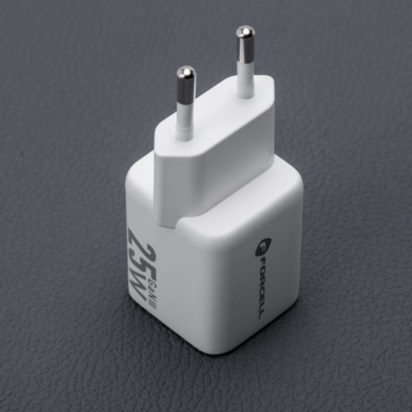 FORCELL F-ENERGY Mini chargeur blanc compacte GaN3 25W USB-C USB-A
