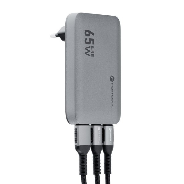 FORCELL F-ENERGY Chargeur mural ultra-fin 65W 2x USB-C USB-A