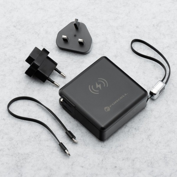 FORCELL F-ENERGY Chargeur multifonction 6-en-1 USB-A + USB-C 45W + Batterie externe 15 000mAh + MagSafe & Apple Watch