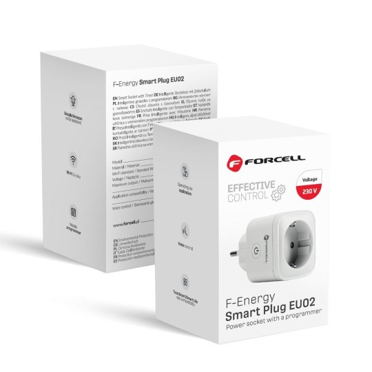 FORCELL F-ENERGY Prise intelligente 230V avec Wifi, programmateur, contrôle vocal, compatible Tuya/Alexa