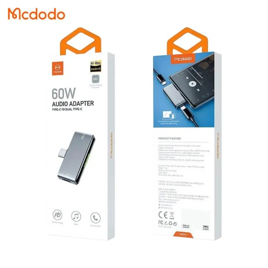 Adaptateur Convertisseur USB-C vers 2x USB-C pour Charge & Audio 60W