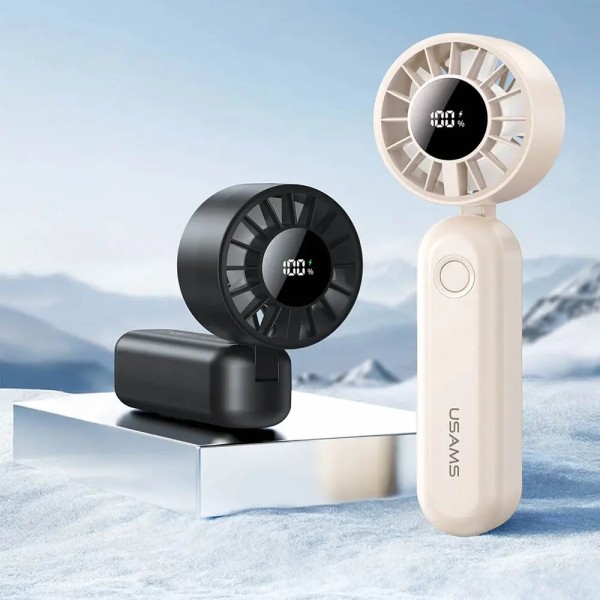 USAMS Mini ventilateur portable pliable à affichage numérique 1200mAh