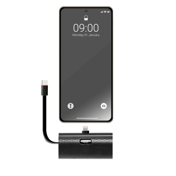 FORCELL F-ENERGY Batterie externe avec câble USB-C et connecteur Lightning intégré 5 000mAh 20W