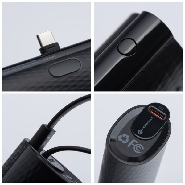 FORCELL F-ENERGY Batterie externe avec câble et connecteur USB-C intégré 5 000mAh 20W