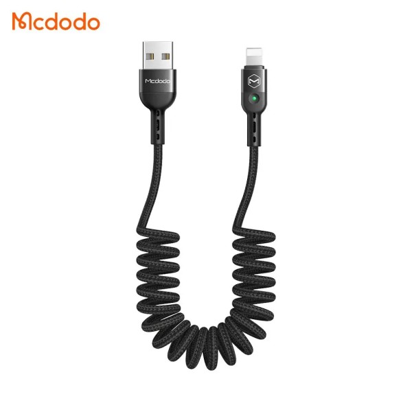 MCDODO Câble USB vers Lightning rétractable avec LED 1,8m Noir