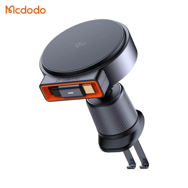 MCDODO Support téléphone charge à induction Qi2 compatible MagSafe avec câble USB-C rétractable 15W