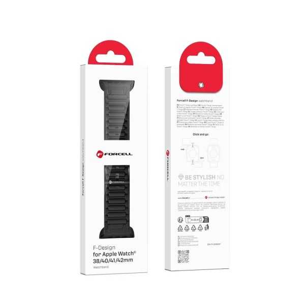 Emballage Bracelet APPLE Watch Sport à Maillons Noir en silicone 38 - 40 - 41 - 42 mm
