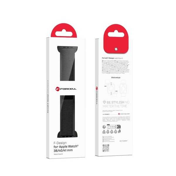 Emballage Bracelet APPLE Watch Milanais Noir en acier magnétique 38 - 40 - 41 - 42 mm