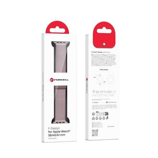 Emballage Bracelet APPLE Watch Milanais Rose en acier magnétique 38 - 40 - 41 - 42 mm