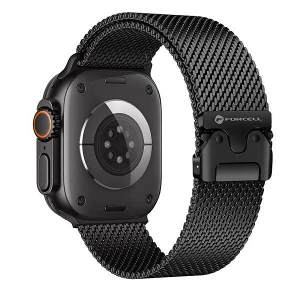 Bracelet APPLE Watch Milanais Noir avec fermoir en acier