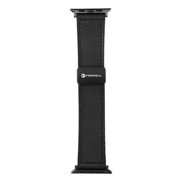 Bracelet APPLE Watch Moderne Noir magnétique en similicuir
