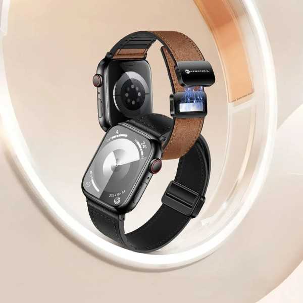 Mise en situation Bracelet APPLE Watch Moderne en similicuir avec fermoir magnétique