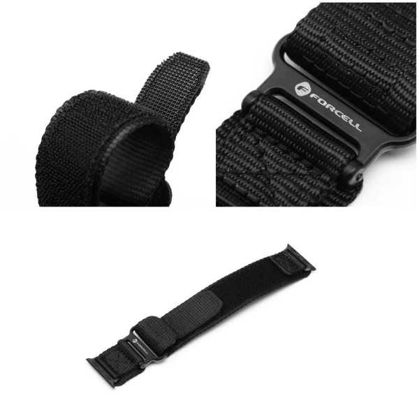 Bracelet APPLE Watch Boucle Trail Noir velcro en nylon