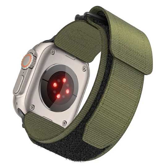 Bracelet APPLE Watch Boucle Trail Vert velcro en nylon