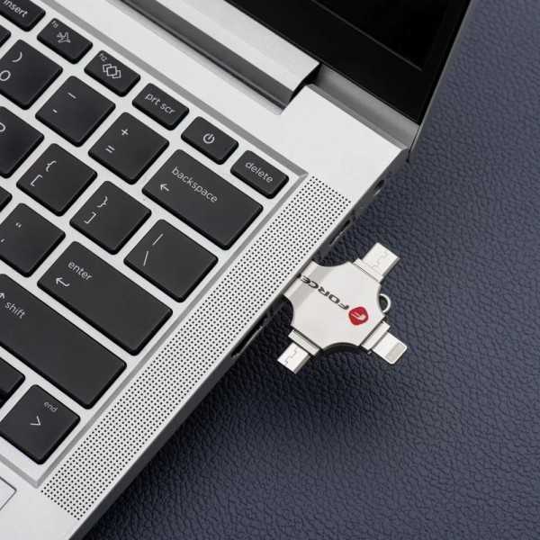 FORCELL F-DATA Clé USB 32Go multiports (USB-A, USB-C, Lightning, Micro-USB)