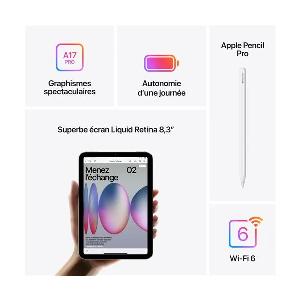 APPLE iPad mini 2024 (7ème génération) Puce A17 Pro - Neuf